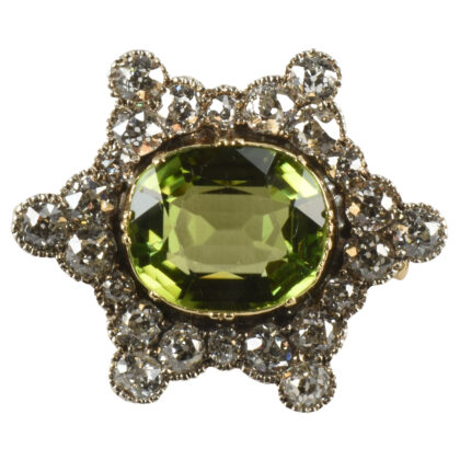 Victorian Peridot and Diamond Star Brooch/Pendant