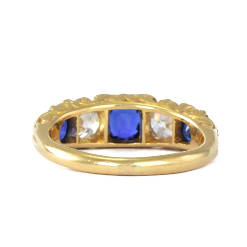 Victorian Sapphire & Diamond Half Band Ring