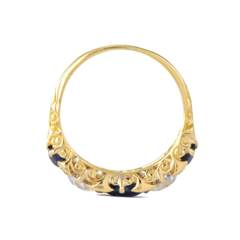 Victorian Sapphire & Diamond Half Band Ring