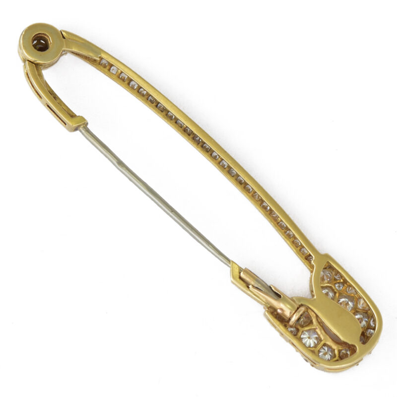 Vintage 18k Gold & Diamond Safety Pin