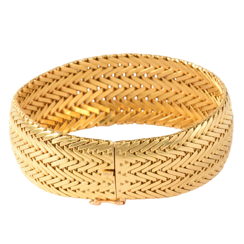 Vintage 18k Gold Tapered Woven Bracelet by Georges L’Enfant