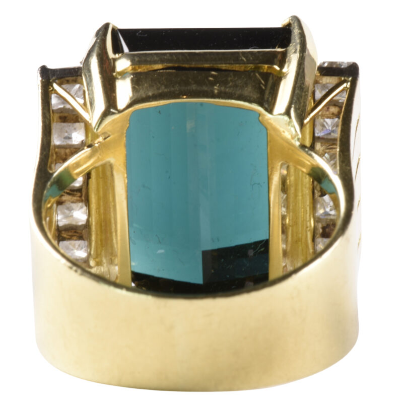 Vintage 18k Gold Tourmaline & Diamond Ring c.1980