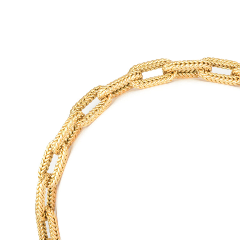 Vintage Georges Lenfant For O.J Perrin, 18k Braided Gold Link Bracelet