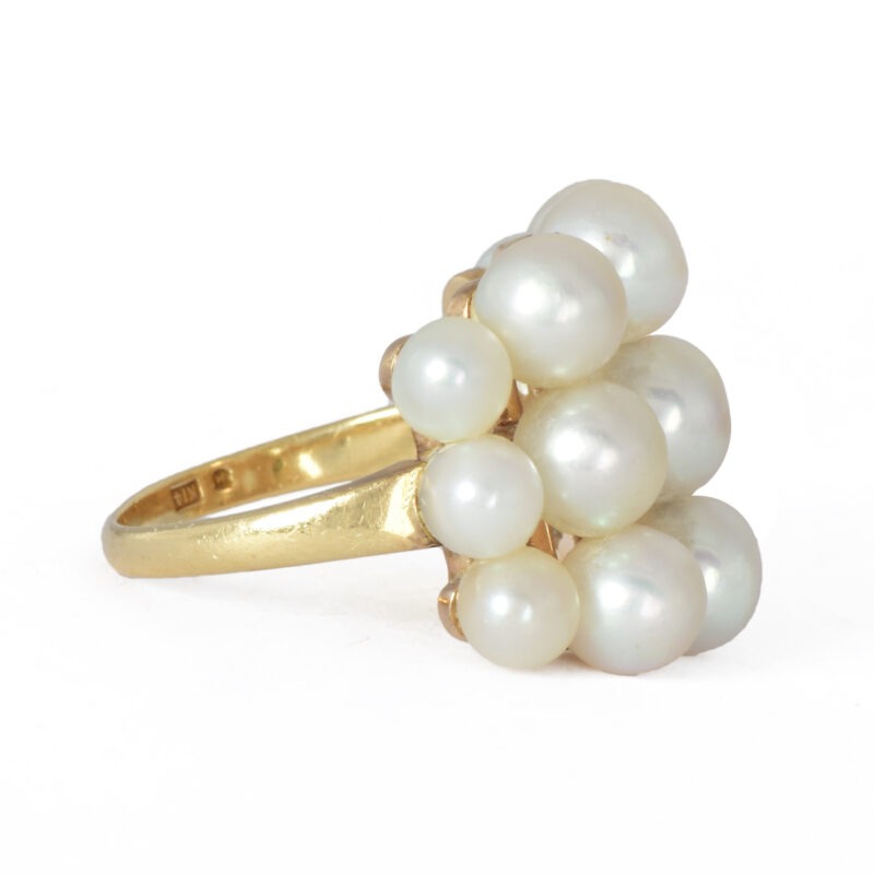 Vintage Mikimoto Gold Three Row Pearl Ring